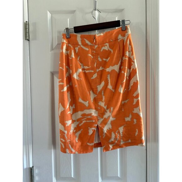 J. Crew Orange Patterned Linen Skirt - Picture 2 of 4